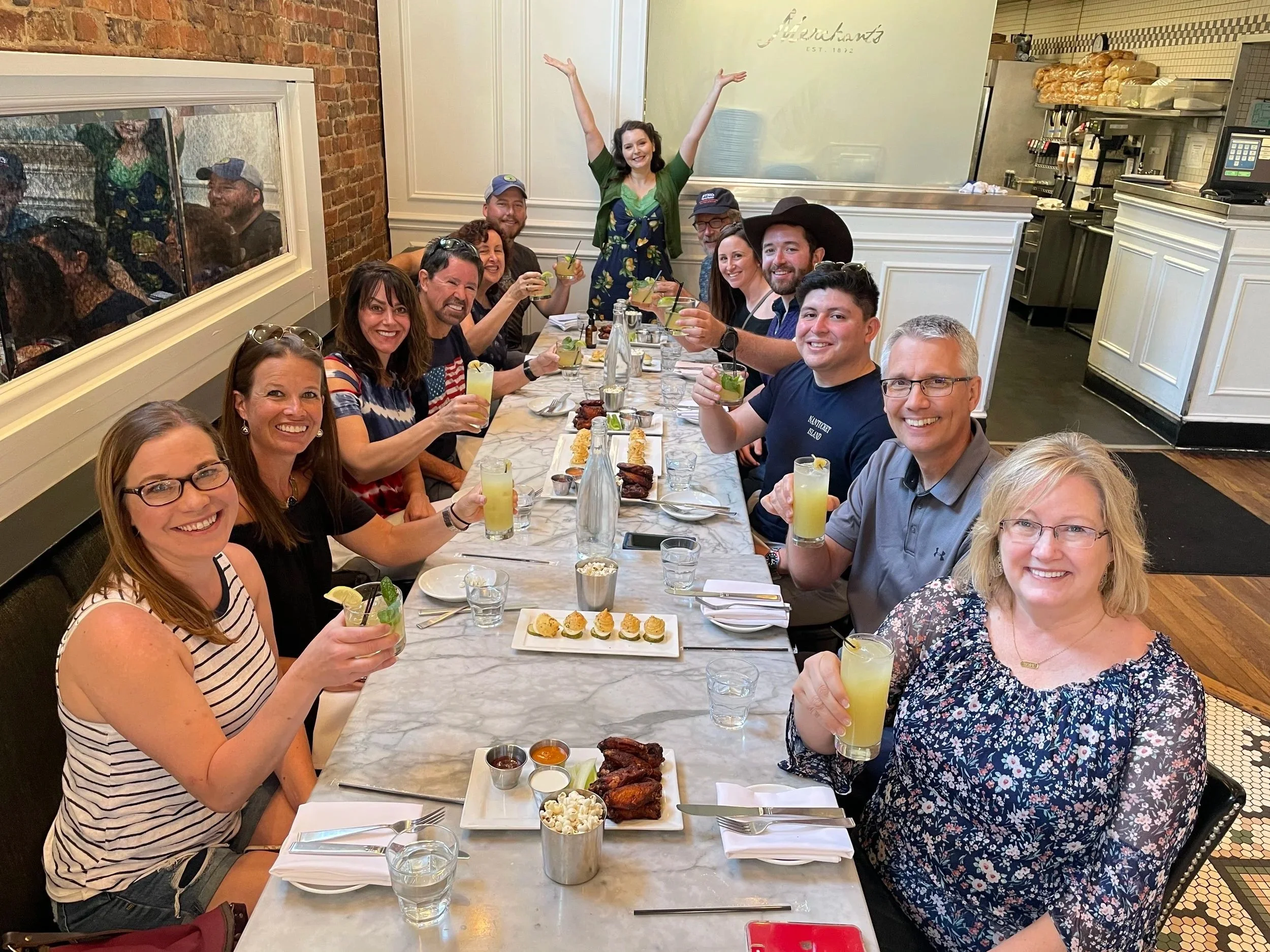 Nashville food tour group at Merchants restaurant